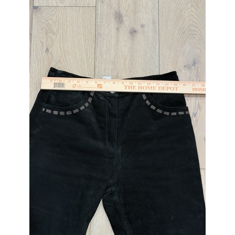Vintage Itw Black Suede Leather Pants Straight Leg Pocket Detail Western Biker - Picture 8 of 10